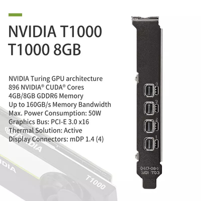 Carte graphique NVIDIA T1000 8GB NVIDIA QUADRO 4GB de GDDR6 Geforce