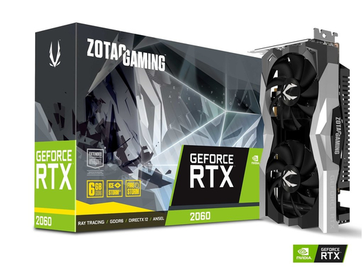 fan jumelle de GeForce RTX 2060 de JEU de la carte graphique ZOTAC de 14Gbps 6GB Geforce
