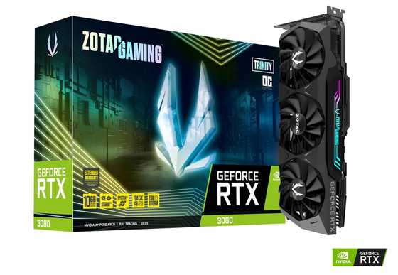 Jeu Geforce Rtx de Zotac 3080 cartes graphiques d'OC LHR 10GB GDDR6X de trinité