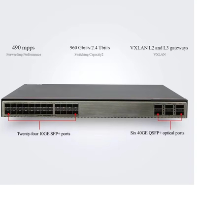 HUAWEI Commutateur fixe S6730-S24X6Q 24 Ports SFP+ 10GE, Ports QSFP 6 40GE 10 Gigabit 1U AC 600w:max 8A DC