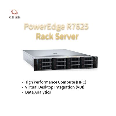 2U Deux prises de courant PowerEdge R7625 Rack Serveur 4ème génération AMD EPYCTM Processeurs jusqu'à 8x PCIe Gen5 Slots 12 X 2,5 " SSD SATA/SAS