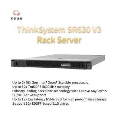  ThinkSystem SR630 V3 Rack Server 2U Xeon Processor In Stock, Intel Xeon Scalable processors
